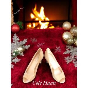 Cole Haan Grand.OS Women’s Sz 8.5 B Tan Leather Peep Toe Pumps size 8
